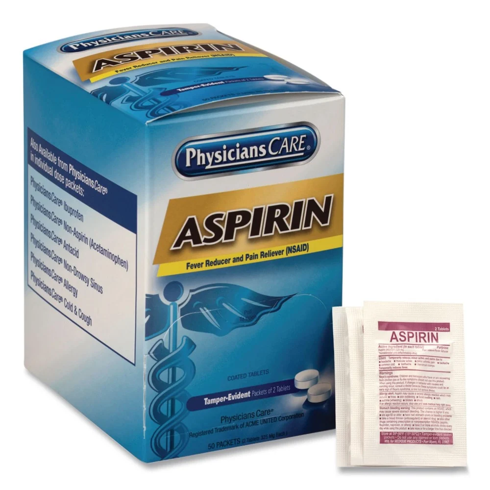PhysiciansCare Two-Pack Aspirin Medication (50/Box)