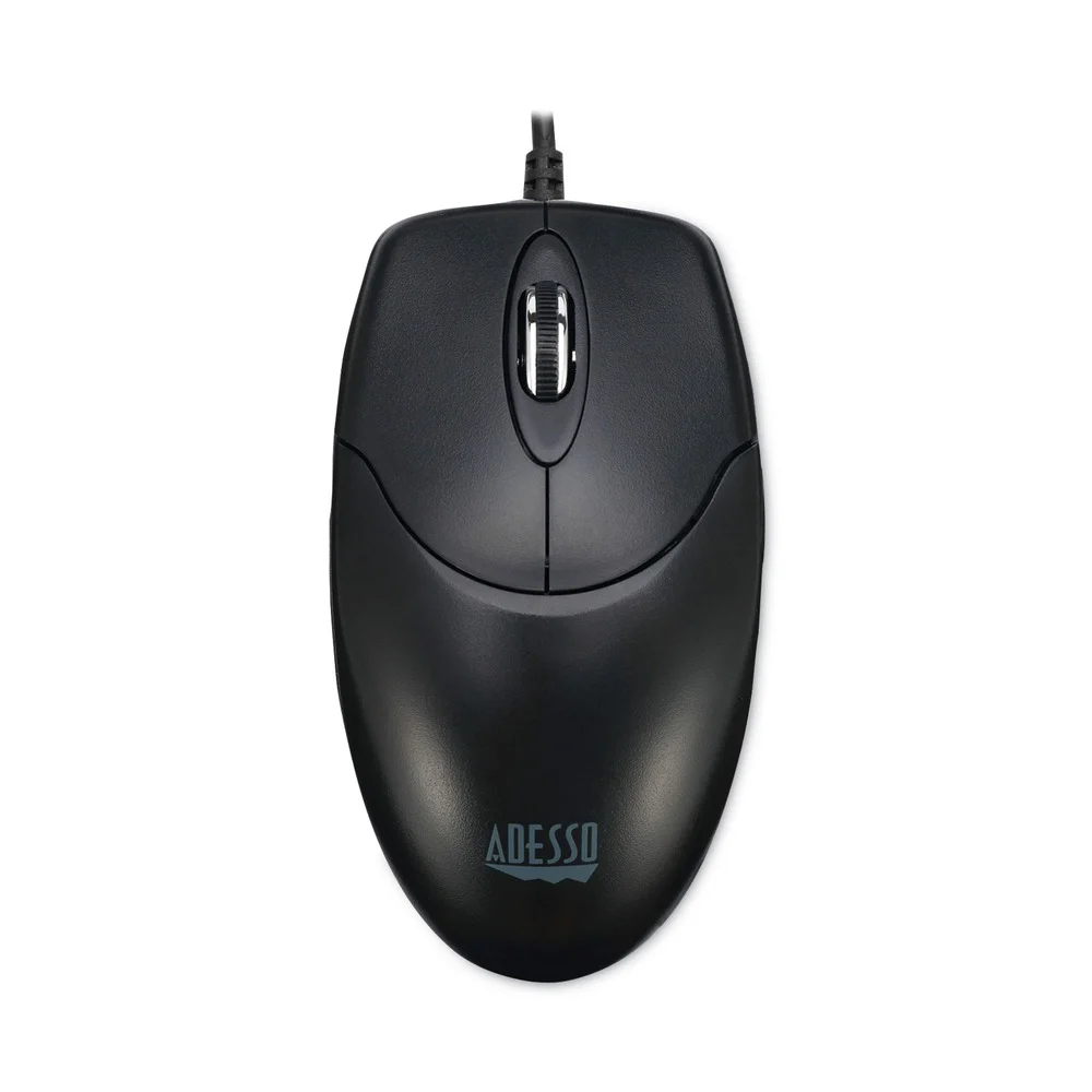 Adesso USB 2.0 3-Button Desktop Optical Scroll USB Mouse - Black