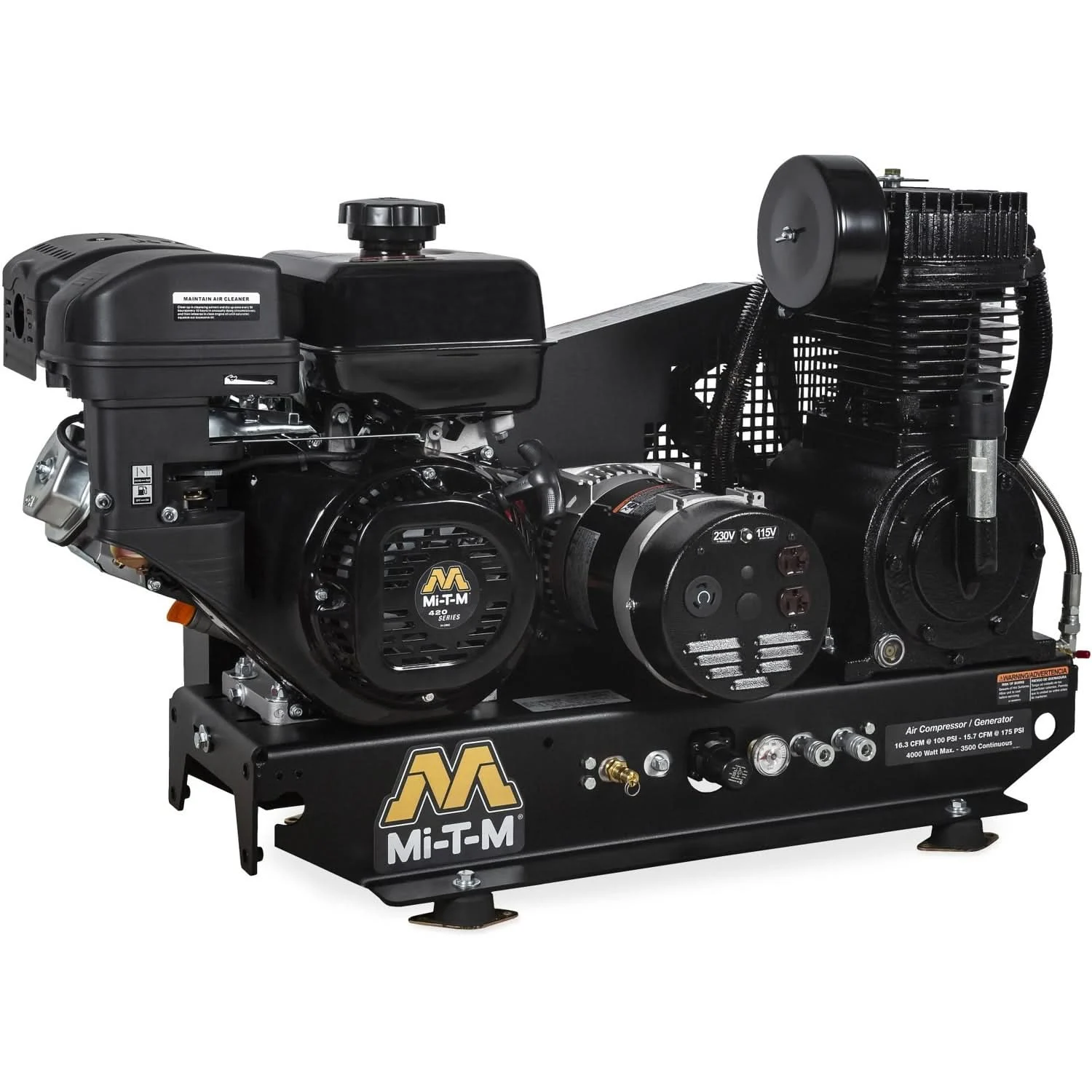 Mi-T-M AG2-SM14-B Base-Mount Two Stage Air Compressor/Generator Combination