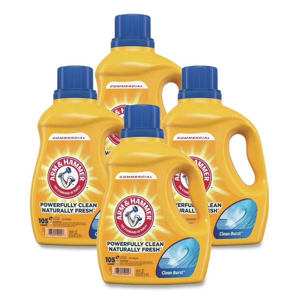 Arm & Hammer 105 oz. Bottle Dual HE Liquid Laundry Detergent - Clean-Burst (4/Carton)