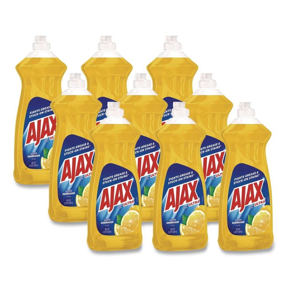 Ajax 28 oz. Bottle Dish Detergent - Lemon Scent (9/Carton)