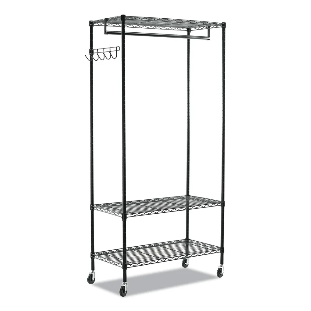 Alera ALEGR364818BL 48 in. W x 18 in. D x 75 in. H 40 Garments Wire Shelving Garment Rack - Black