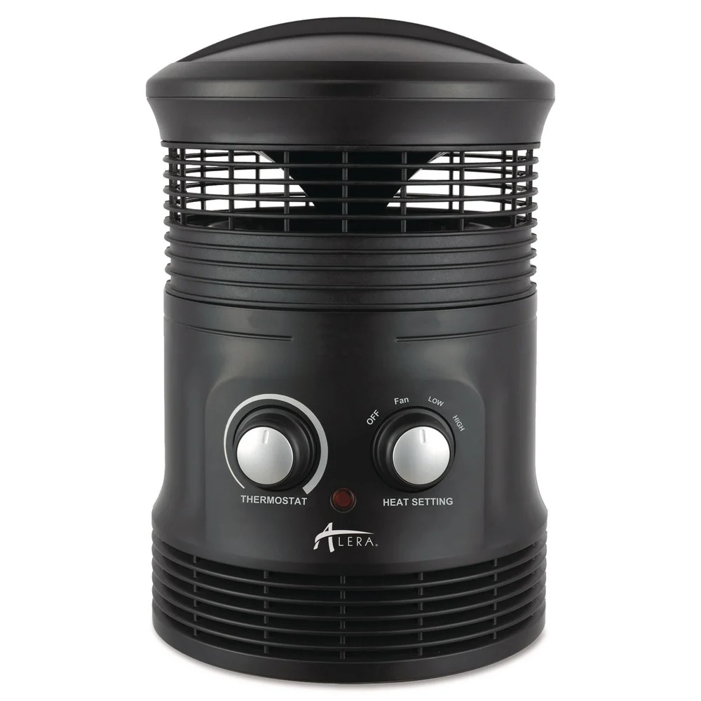 Alera 750W 8 in. x 8 in. x 12 in. 360-Degree Circular Fan Forced Heater - Black