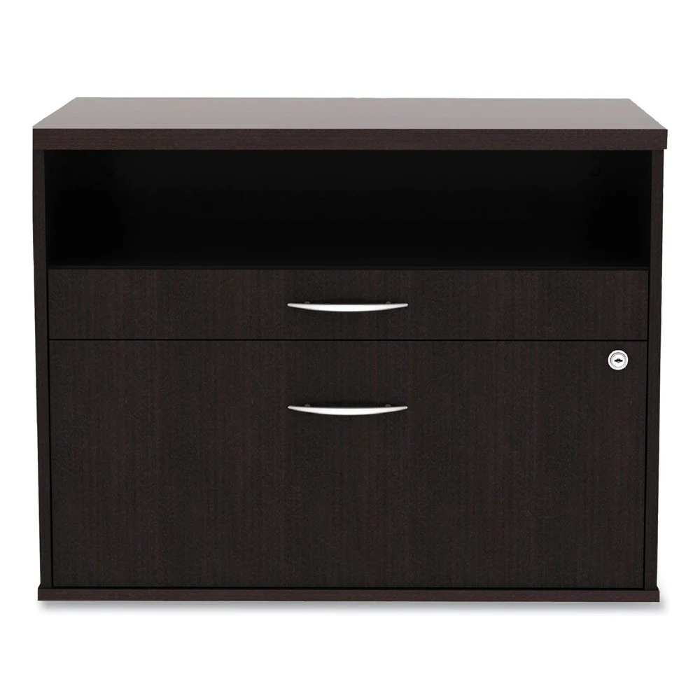 Alera Open Office Desk Series 29.5 x 19.13 x 22.88 Legal/Letter Low File 2-Drawer Cabinet Credenza - Espresso