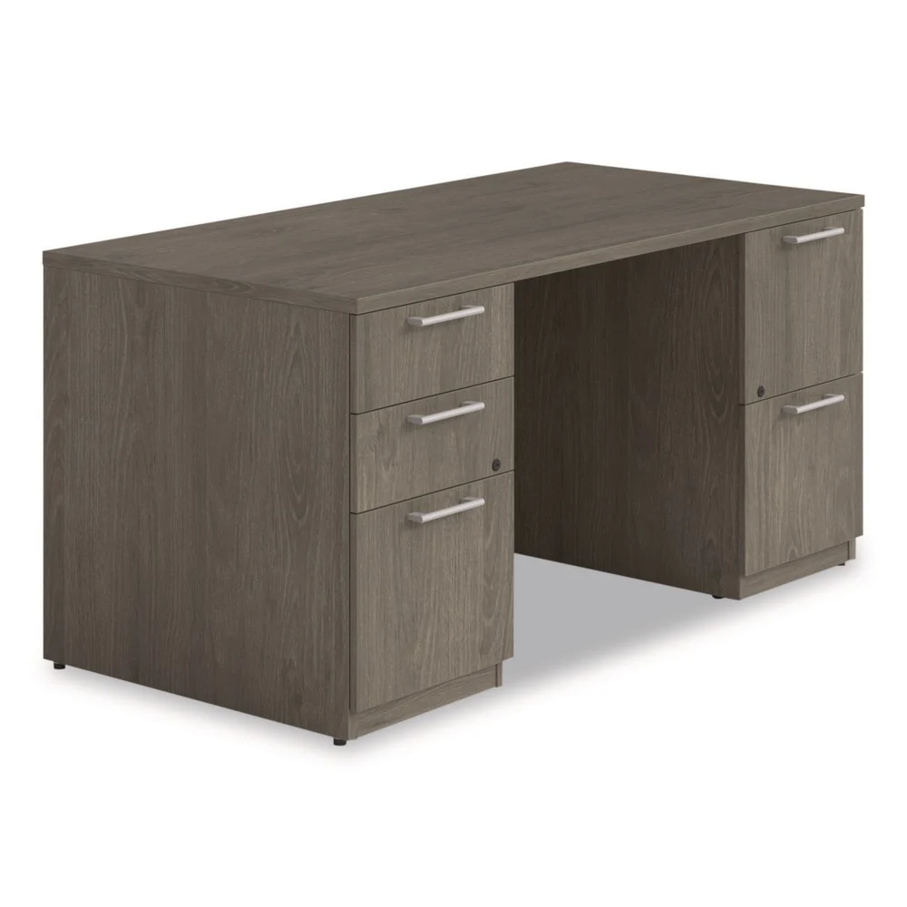 Alera 60 in. x 30 in. x 29 in. Seville Series Double Pedestal Desk - Walnut