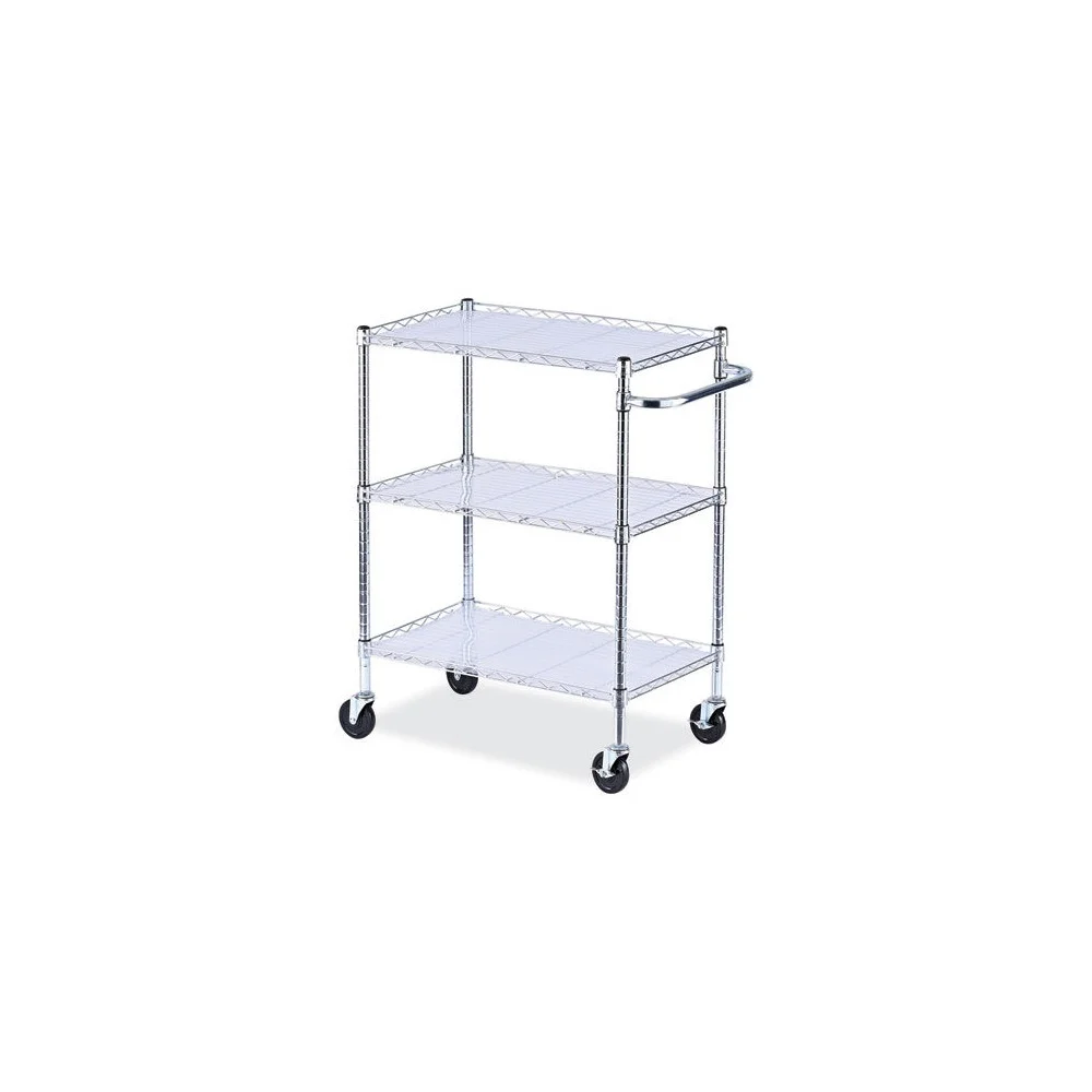 Alera 34.21 in. x 18 in. x 40 in. 600 lbs. Capacity 3-Shelf Wire Cart with Liners - Silver