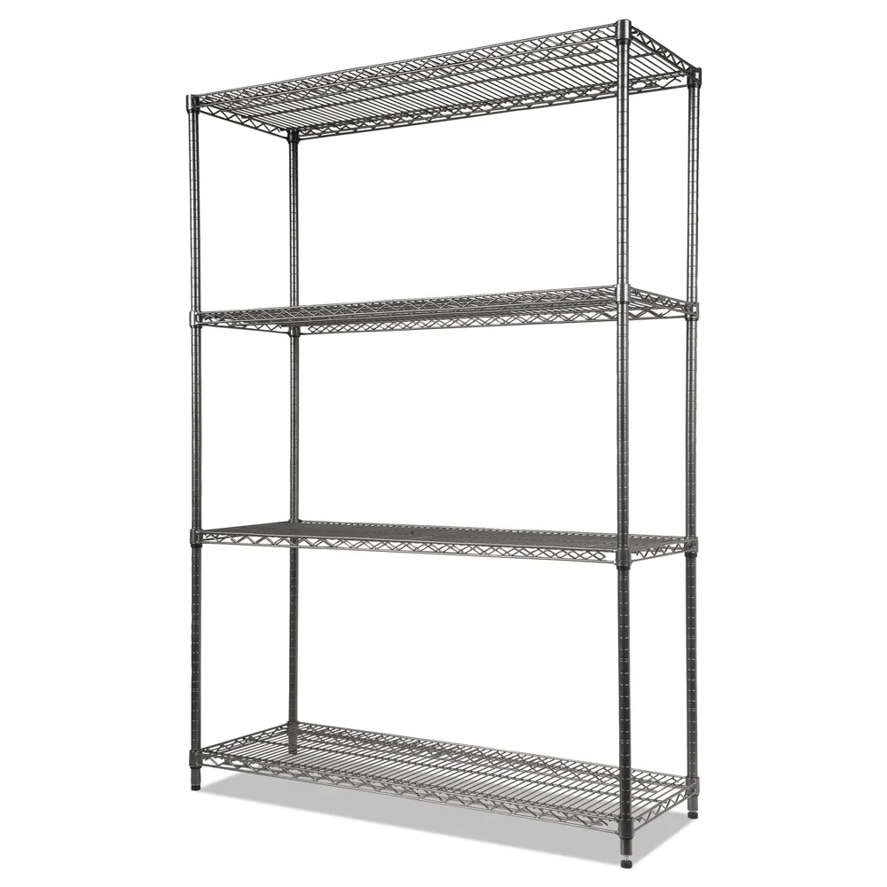Alera ALESW504818BA 48 in. x 18 in. x 72 in. Four-Shelf Wire Shelving Starter Kit - Black Anthracite