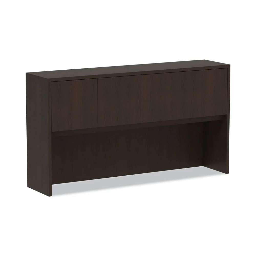 Alera 64.75 in. x 15 in. x 35.38 in. Valencia Series 4-Compartment Hutch with Doors - Espresso