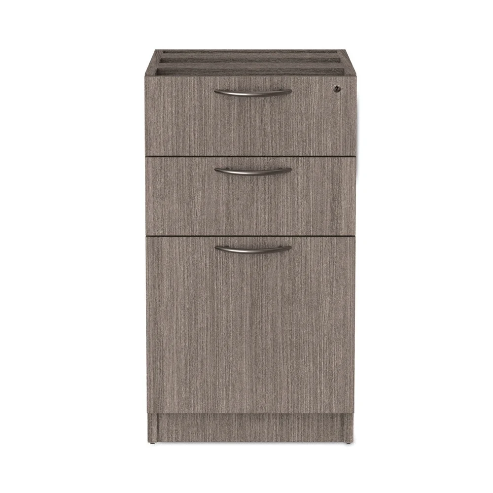 Alera ALEVA532822GY Valencia Series 15.63 in. x 20.5 in. x 28.5 in. Legal/Letter 3-Drawer Full Pedestal File - Gray