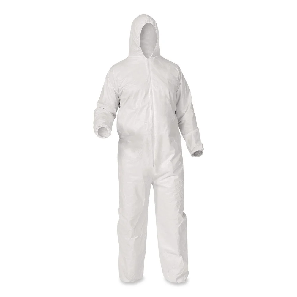 Ansell A35 Liquid and Particle Protection Zipper Front Hooded Coveralls - 3X-Large, White (25/Carton)