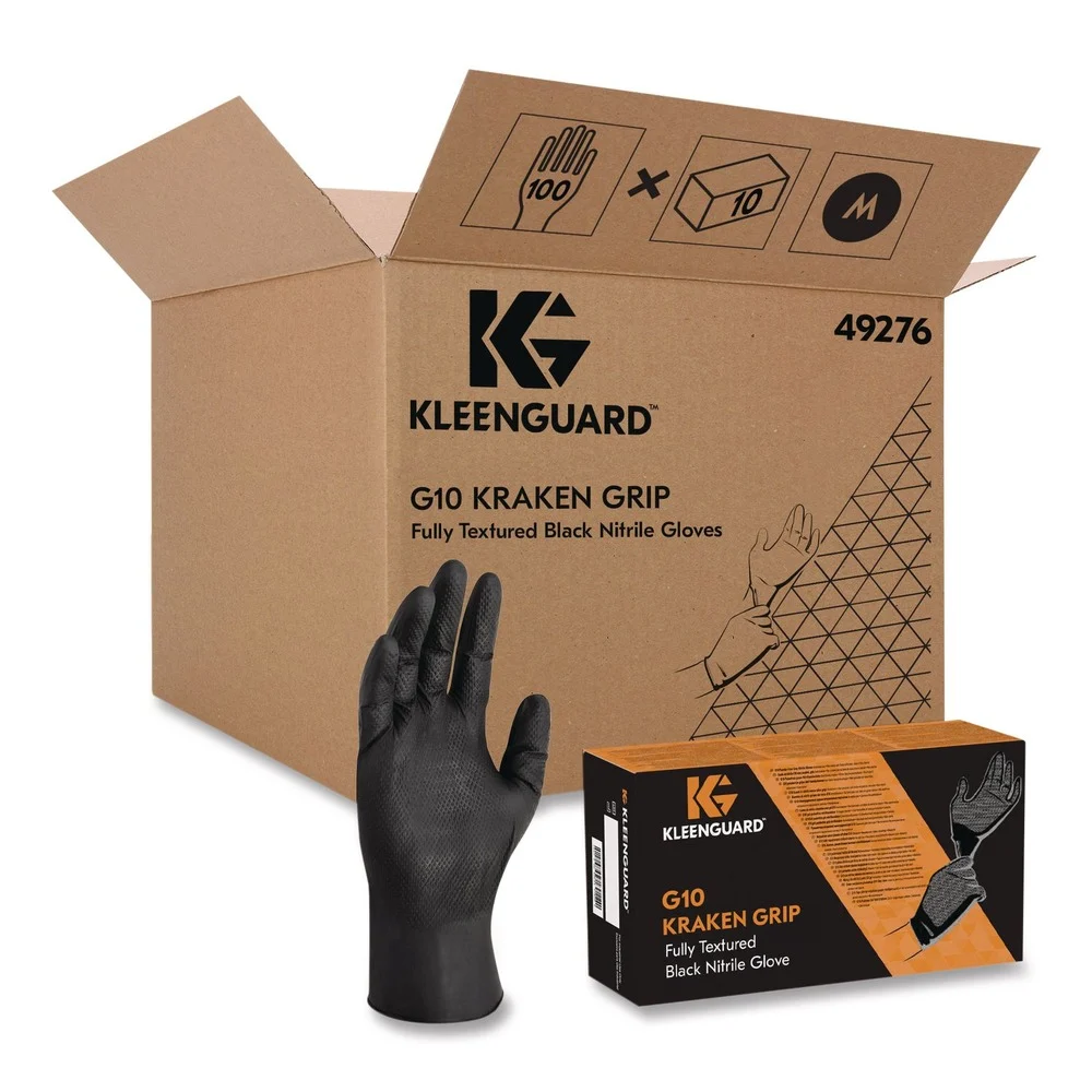 Ansell G10 Kraken Grip 9.5 in. 6 mil Nitrile Gloves - Small/Black (1000/Carton)