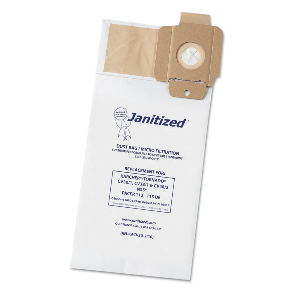 Janitized Vacuum Filter Bags Designed to Fit Karcher/Tornado CV30/1 CV38/1 CV48/2 (100/Carton)