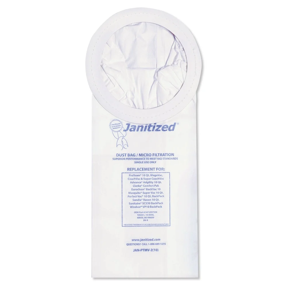 Janitized Vacuum Filter Bags Designed to Fit ProTeam 10 qt Super Coach/MegaVac (10/Carton)