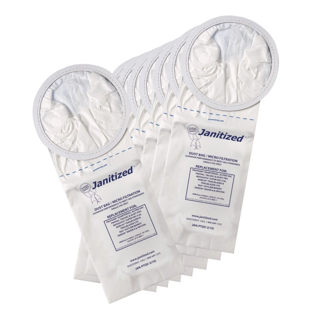 Janitized Vacuum Filter Bags Designed to Fit ProTeam 6 qt. QuarterVac (100/Carton)