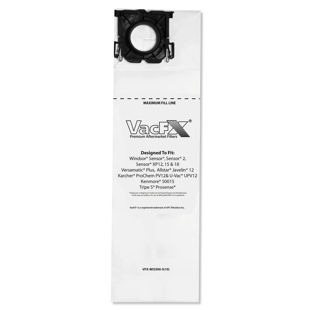 VacFX Vacuum Filter Bags Designed to Fit Allstar Javelin 12 in. Series/Windsor Sensor S/S2/XP/Veramatic Plus (100/Carton)