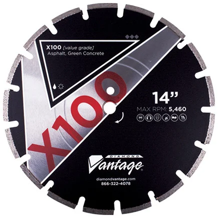 Diamond Vantage X100 14 x .110 x 20mm Asphalt, Heavy Duty Grade, Segmented Blade