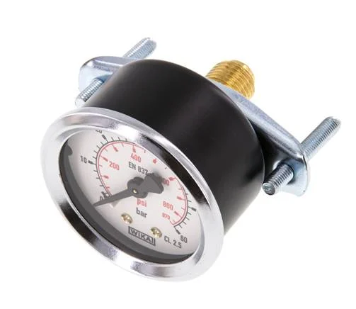0..60 Bar (0..870 psi) Panel Mount Pressure Gauge Steel/Brass 50 mm Class 2.5 (Bracket)