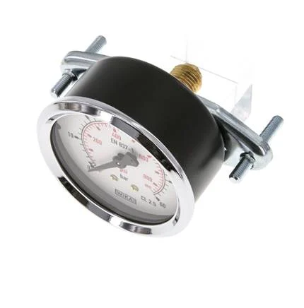 0..60 Bar (0..870 psi) Panel Mount Pressure Gauge Steel/Brass 63 mm Class 2.5 (Bracket)