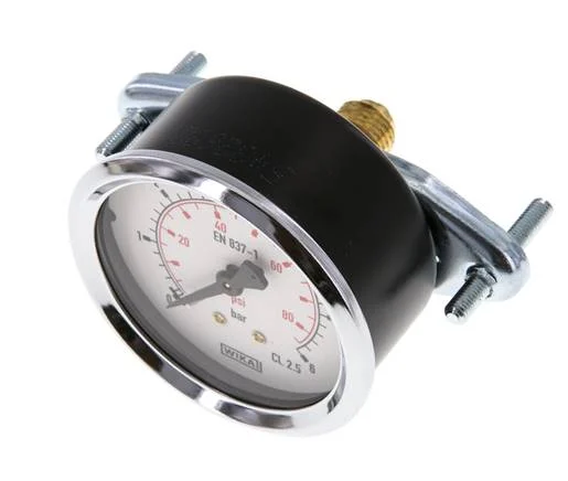 0..6 Bar (0..87 psi) Panel Mount Pressure Gauge Steel/Brass 63 mm Class 2.5 (Bracket)
