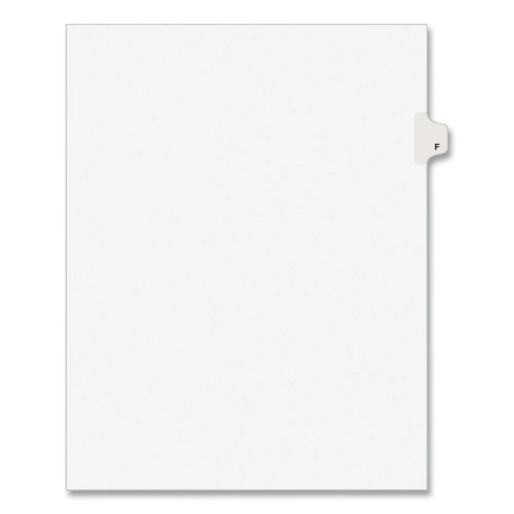 Avery 11 in. x 8.5 in. 26-Tab F Avery Style Preprinted Legal Exhibit Side Tab Index Dividers - White (25/Pack)