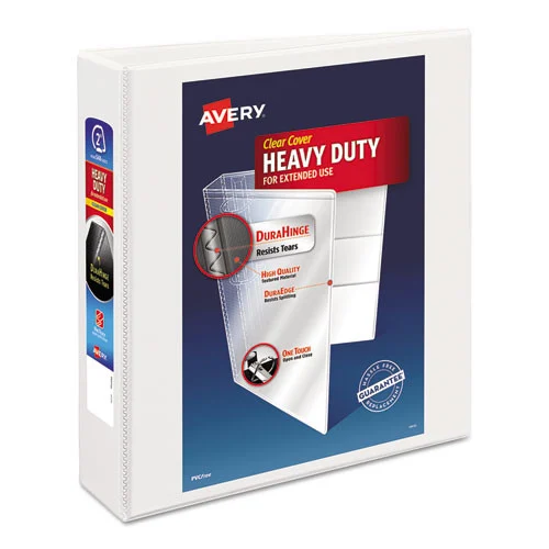 Avery 05504 3 Slant Rings 2 in. Capacity 11 in. x 8.5 in. Heavy-Duty Non Stick View Binder with DuraHinge - White
