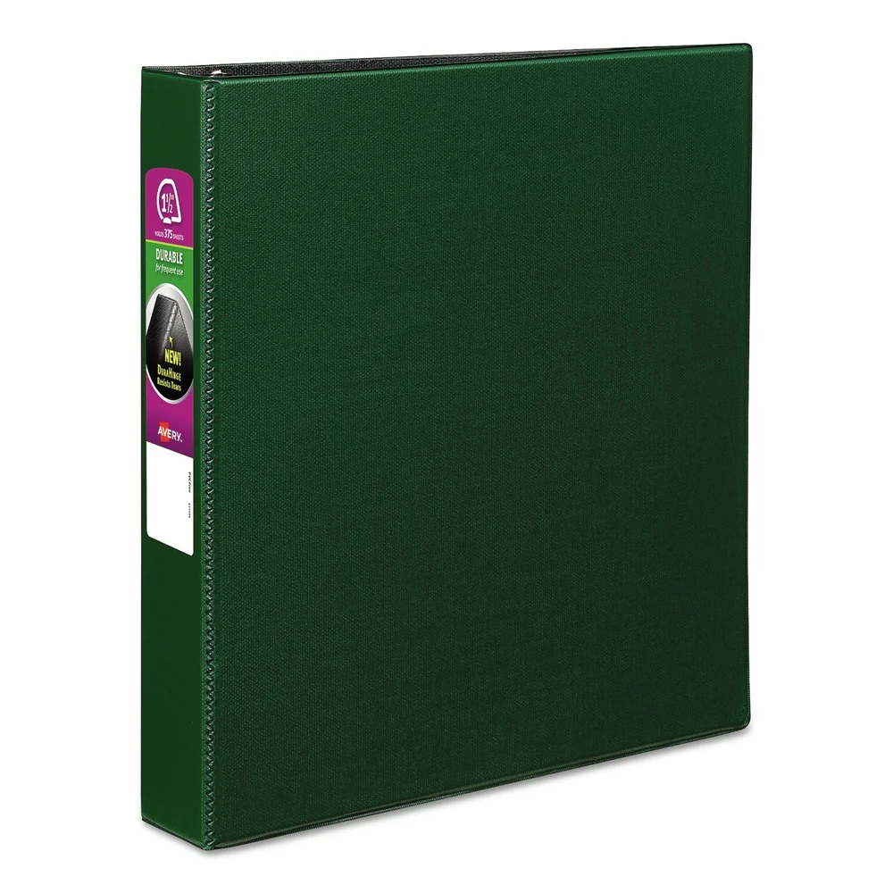 Avery 11 in. x 8.5 in. 1.5 in. Capacity 3 Rings Durable Non-View Binder with DuraHinge and Slant Rings - Green