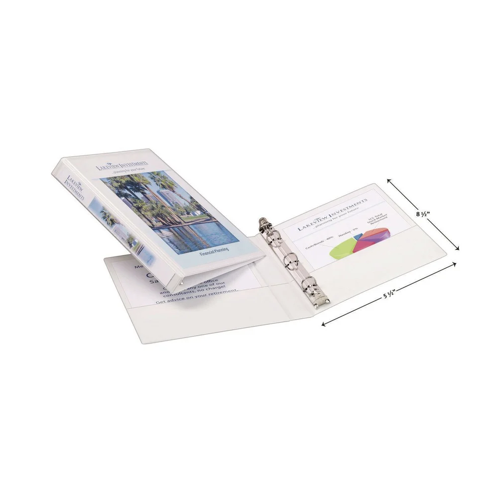 Avery 27726 8.5 in. x 5.5 in. 0.5 in. Capacity 3 Rings Mini Size Durable View Binder with Round Rings - White