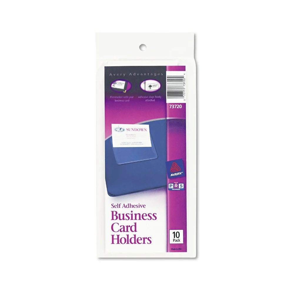 Avery 3.5 in. x 2 in. Self-Adhesive Top-Load Business Card Holders - Clear (10/Pack)