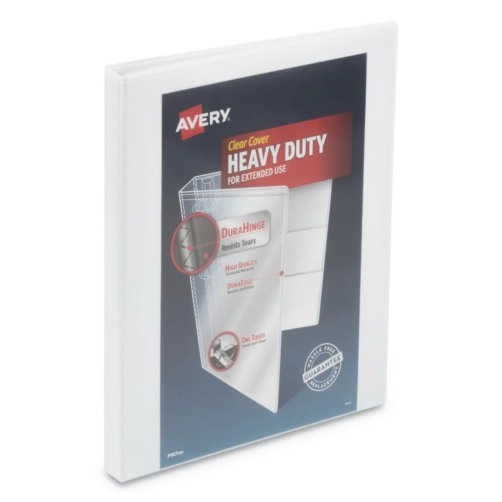 Avery 79767 3 One Touch Slant Rings 0.5 in. Capacity 11 in. x 8.5 in. Heavy-Duty View Binder with DuraHinge - White