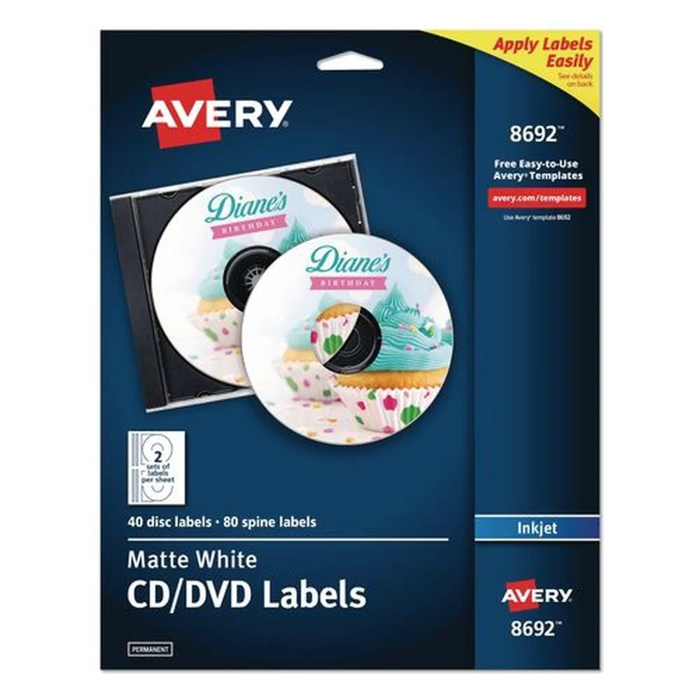 Avery Inkjet CD Labels - Matte White (40/Pack)