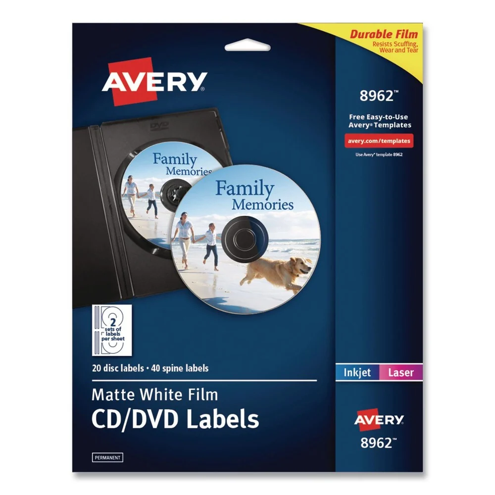 Avery DVD Film Labels - Matte White (20/Pack)