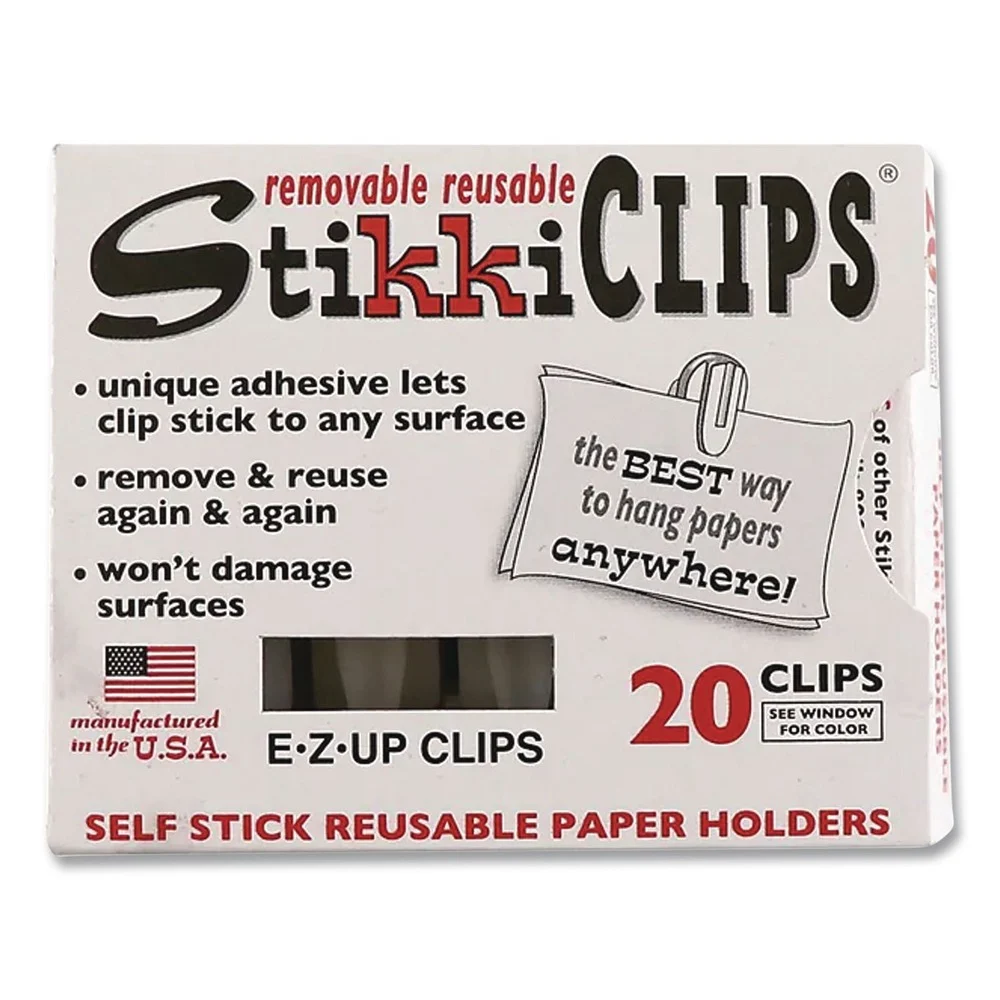 Advantus 40 Sheet Capacity Adhesive Back StikkiCLIPS - White (20/Pack)
