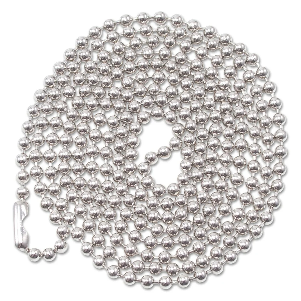 Advantus 36 in. Long Metal Ball Chain Fastener Nickel Plated ID Badge Holder Chain (100/Box)