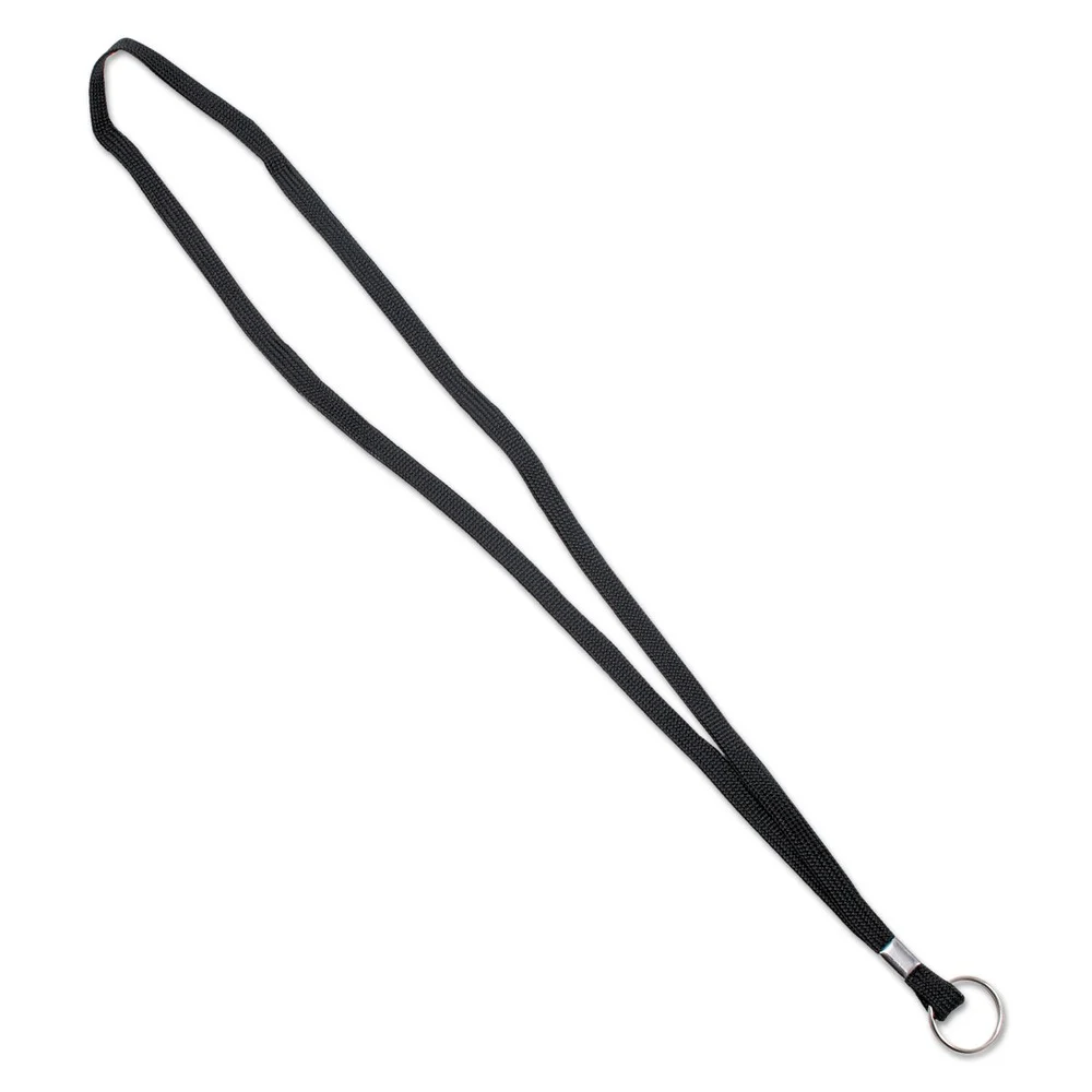 Advantus 36 in. Long Metal Ring Fastener Deluxe Lanyards - Black (24/Box)