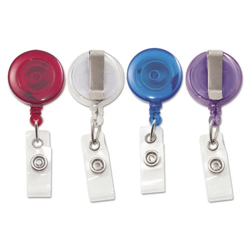 Advantus 30 in. Extension Retractable ID Card Reel - Assorted Translucent Colors (4/Pack)
