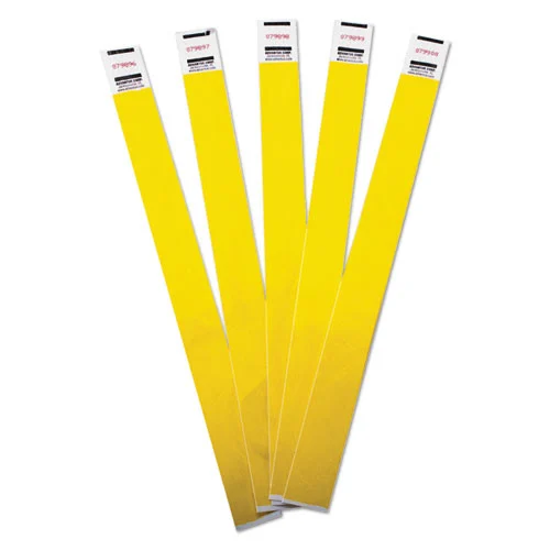 Advantus 9.75 in. x 0.75 in. Sequentially Numbered Crowd Management Wristbands - Yellow (500/Pack)