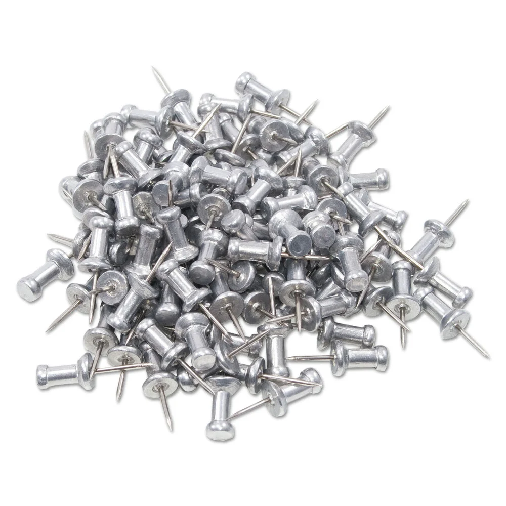 GEM CPAL3 0.38 in. Aluminum Head Push Pins - Silver (100/Box)