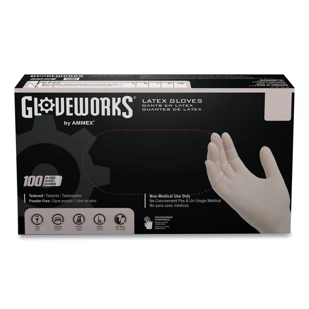 Ammex 4 mil Powder-Free Latex Disposable Gloves - Medium, Ivory (1000/Carton)