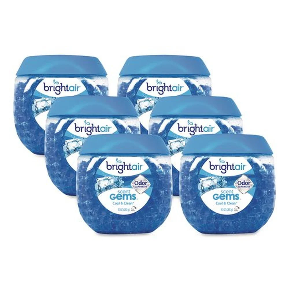 BRIGHT Air 10 oz. Scent Gems Odor Eliminator - Cool and Clean, Blue (6/Carton)