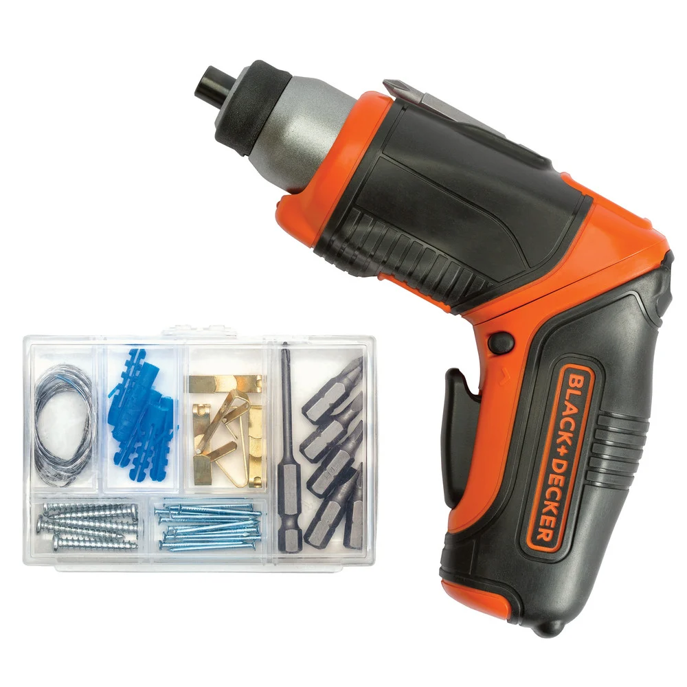 Black & Decker BDCS40BI 4V MAX Lithium-Ion Brushed Cordless Screwdriver with Picture-Hanging Kit
