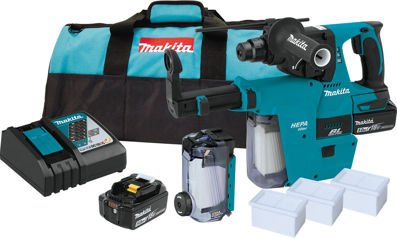 18V LXT? Lithium-Ion Brushless Cordless 1" Rotary Hammer Kit, accepts SDS-PLUS bits, w/ HEPA Dust Extractor (5.0Ah), XRH011TX