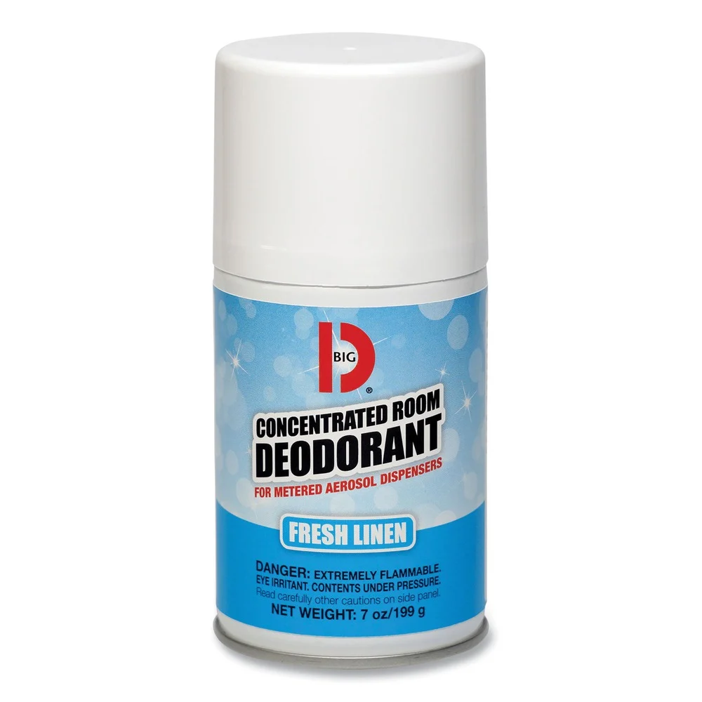 Big D Industries 7 oz. Aerosol Spray Metered Concentrated Room Deodorant - Fresh Linen Scent (12/Box)