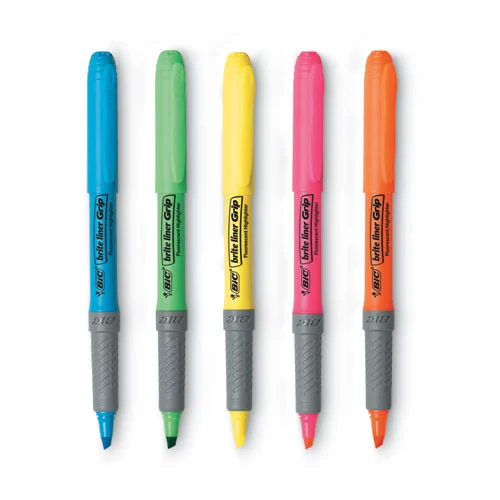 BIC Brite Liner Chisel Tip Grip Pocket Highlighter - Assorted Ink/Barrel (1-Set)