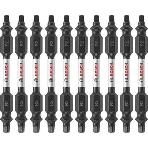 Bosch ITDESQ225B 10-Piece Impact Tough 2.5 In. Square #2 Double-Ended Bits