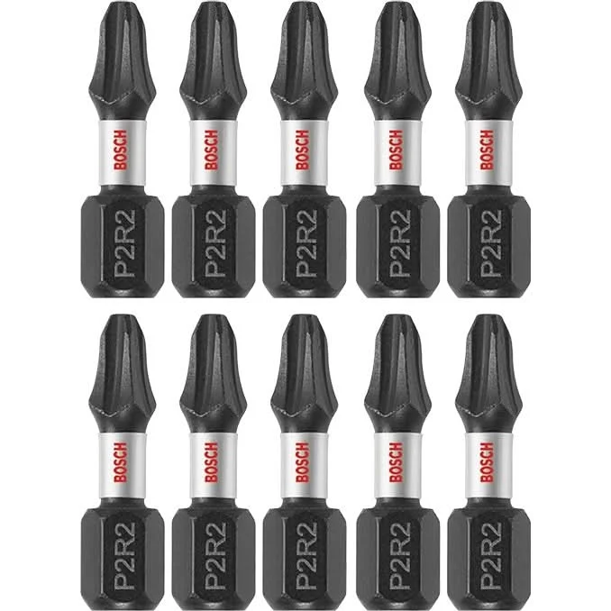 Bosch ITP2R21B 10-Piece Impact Tough 1" Phillips/Square #2 Insert Bits