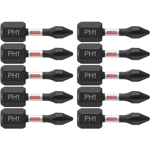 Bosch ITPH11B 10-Piece Impact Tough 1 In. Phillips #1 Insert Bits