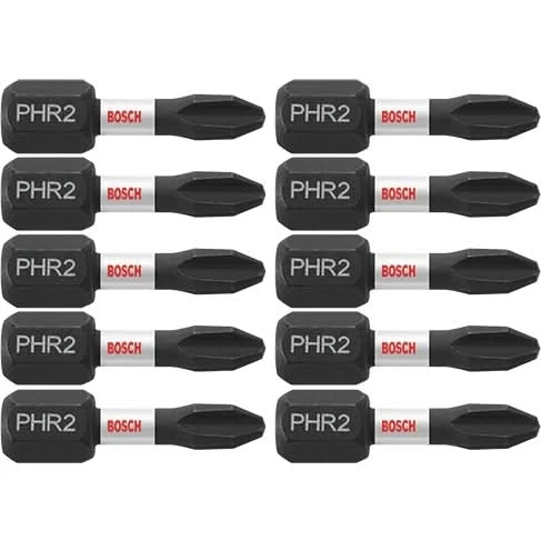 Bosch ITPH2R1B 10-Piece Impact Tough 1 In. Phillips #2R Reduced Insert Bits
