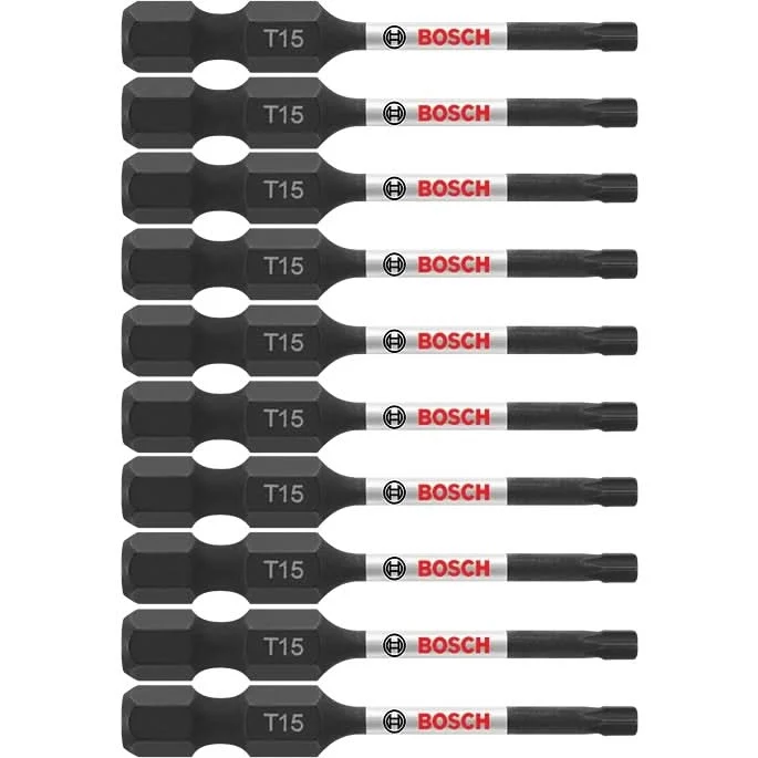 Bosch ITT152B 10-Piece Impact Tough 2 In. Torx #15 Power Bits