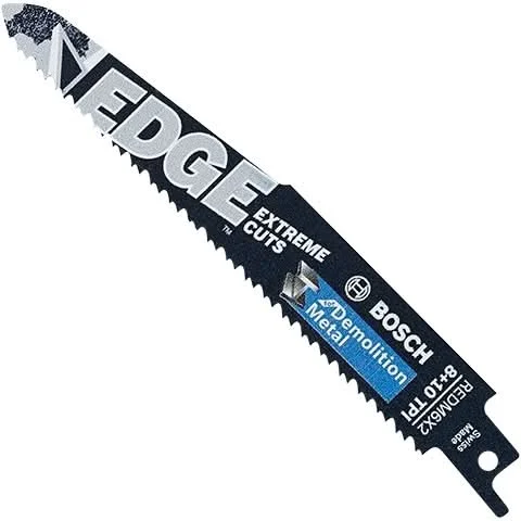 Bosch REDM6X2 5-Piece 6 In. 8/10 TPI Edge Reciprocating Saw Blades for Metal Demolition