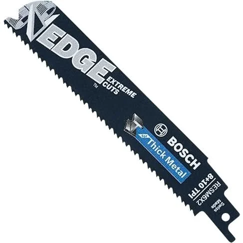 Bosch RESM6X2 5-Piece 6 In. 8/10 TPI Edge Reciprocating Saw Blades for Thick Metal